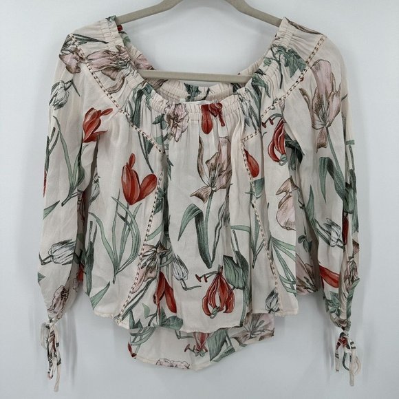 Revolve ASTR The Label Chavelle Top Off‎ The Shoulder Floral Cropped Size Small - Picture 1 of 8
